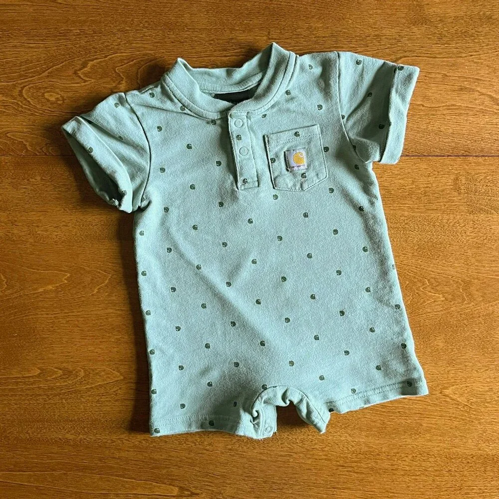 Carhartt french terry logo dot romper 12m